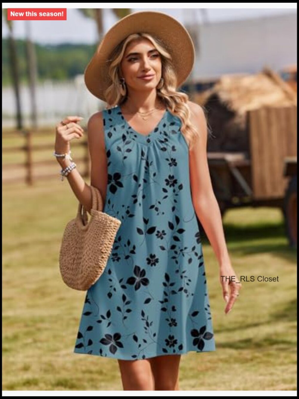 Sleeveless V-Neck Pleated Tank Dress with Pockets - Picture 3 of 7